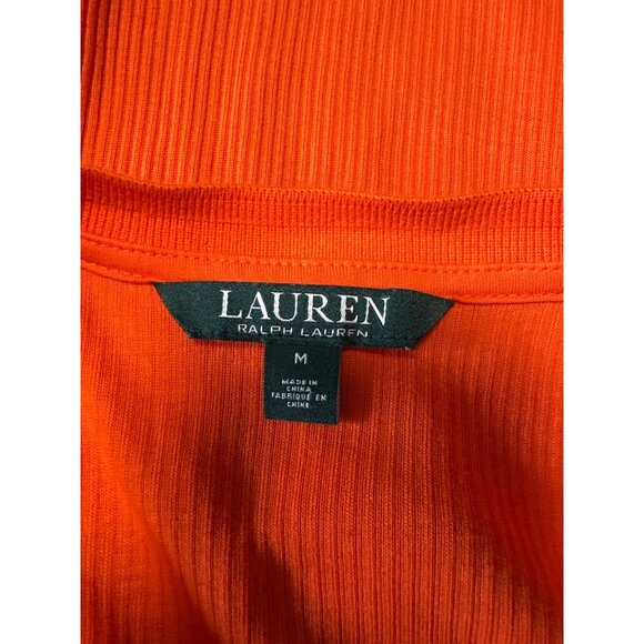 Lauren Ralph Lauren Womens Orange Ribbed Long Sleeve Half-Zip Top M - Picture 6 of 10
